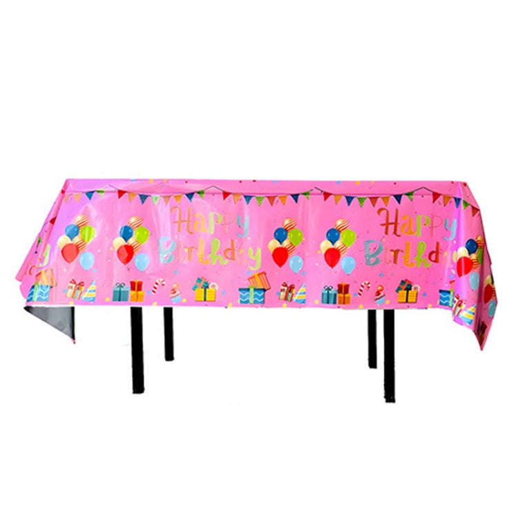 137x183cm Happy Birthday PET Aluminum Film Tablecloths Disposable Waterproof Party Decorative Tab...