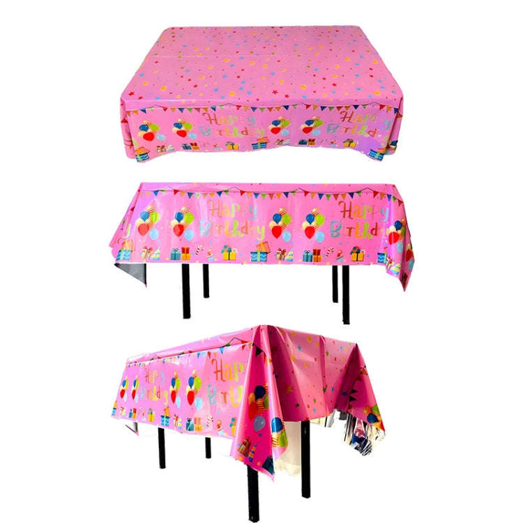 137x183cm Happy Birthday PET Aluminum Film Tablecloths Disposable Waterproof Party Decorative Tab...