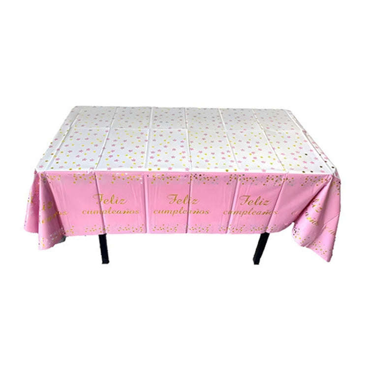 137x183cm Happy Birthday PET Aluminum Film Tablecloths Disposable Waterproof Party Decorative Tab...