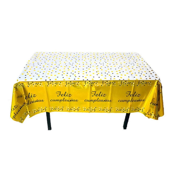 137x183cm Happy Birthday PET Aluminum Film Tablecloths Disposable Waterproof Party Decorative Tab...