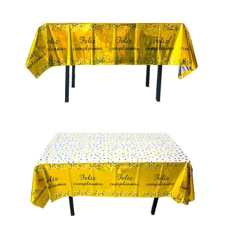 137x183cm Happy Birthday PET Aluminum Film Tablecloths Disposable Waterproof Party Decorative Tab...