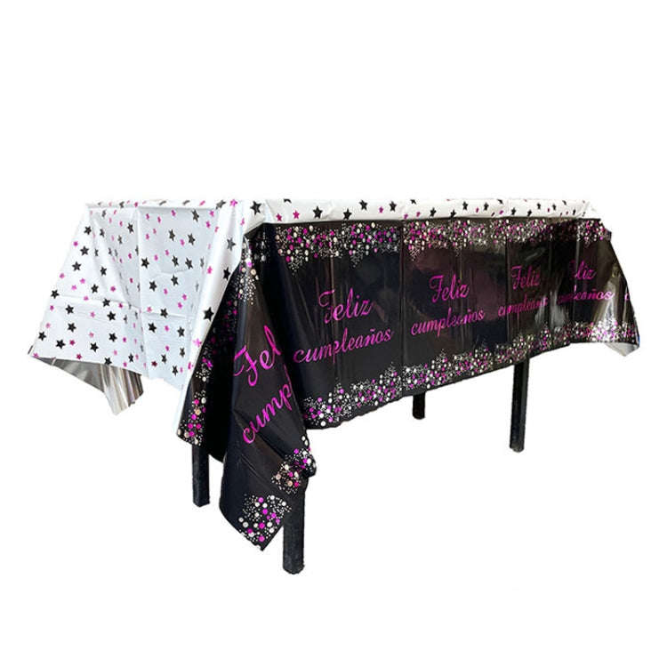 137x183cm Happy Birthday PET Aluminum Film Tablecloths Disposable Waterproof Party Decorative Tab...