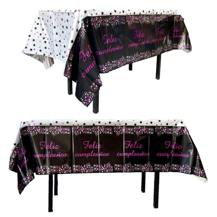 137x183cm Happy Birthday PET Aluminum Film Tablecloths Disposable Waterproof Party Decorative Tab...