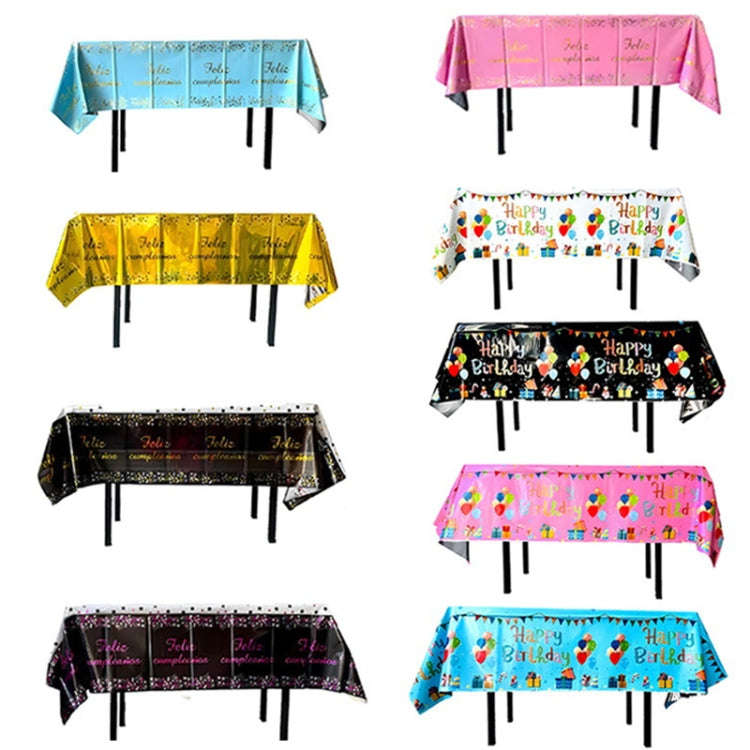 137x183cm Happy Birthday PET Aluminum Film Tablecloths Disposable Waterproof Party Decorative Tab...