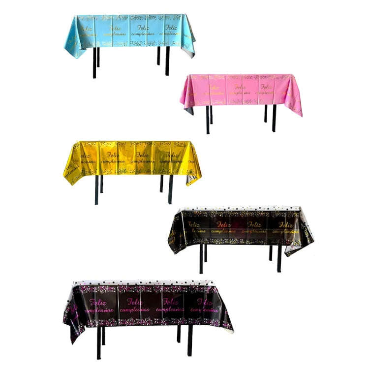 137x183cm Happy Birthday PET Aluminum Film Tablecloths Disposable Waterproof Party Decorative Tab...