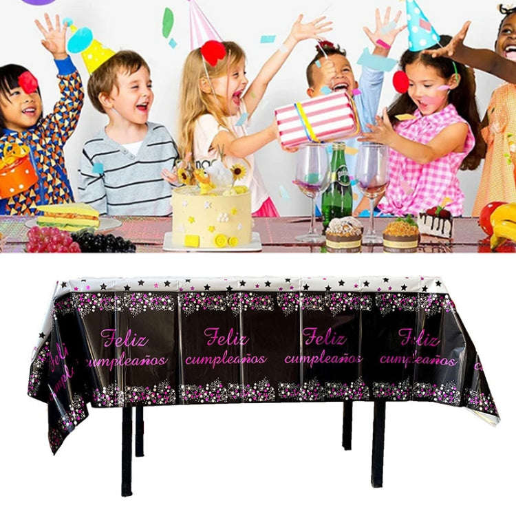 137x183cm Happy Birthday PET Aluminum Film Tablecloths Disposable Waterproof Party Decorative Tab...