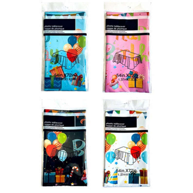 137x183cm Happy Birthday PET Aluminum Film Tablecloths Disposable Waterproof Party Decorative Tab...