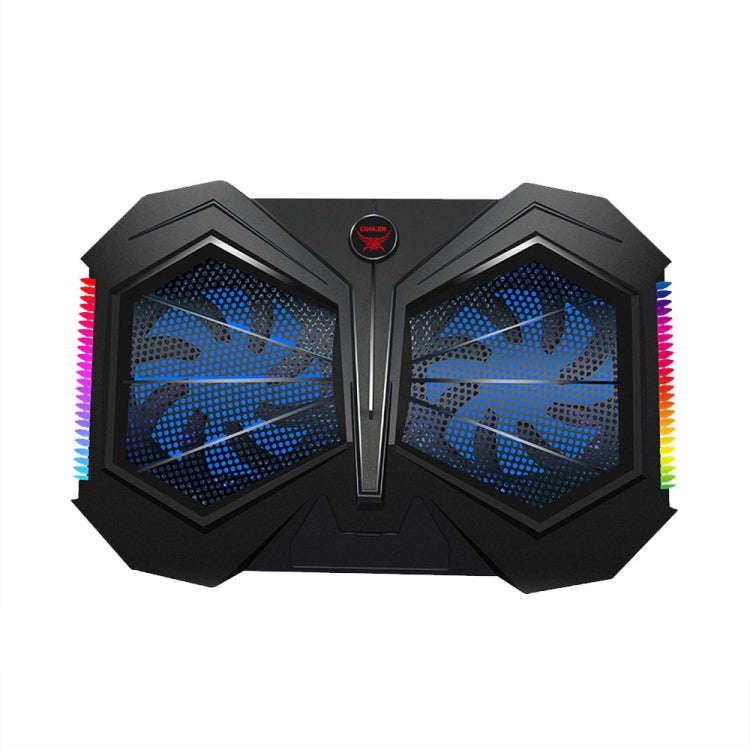 YL-017 2-Fans RGB Lighting Effect Silent Adjustable Speed Laptop Cooling Stand(Black)