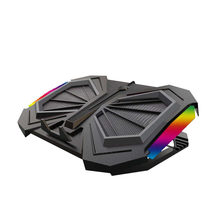 YL-017 2-Fans RGB Lighting Effect Silent Adjustable Speed Laptop Cooling Stand(Black)