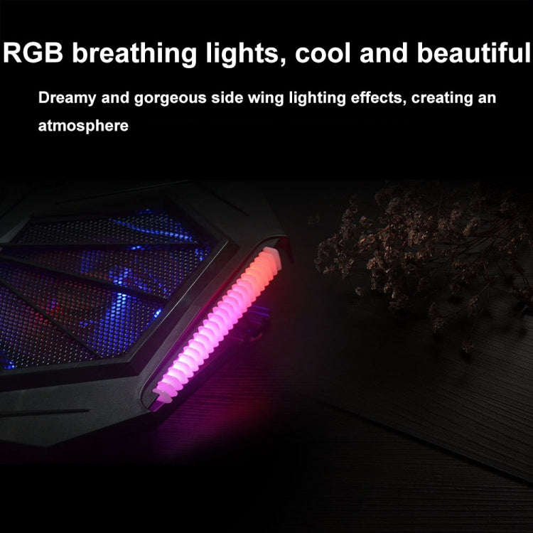 YL-017 2-Fans RGB Lighting Effect Silent Adjustable Speed Laptop Cooling Stand(Black)