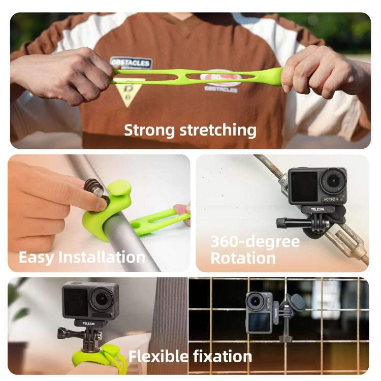TELESIN Action Camera Mount Silicone Adjustable Mini Flexible Bracket For GoPro HERO / Insta360 /...