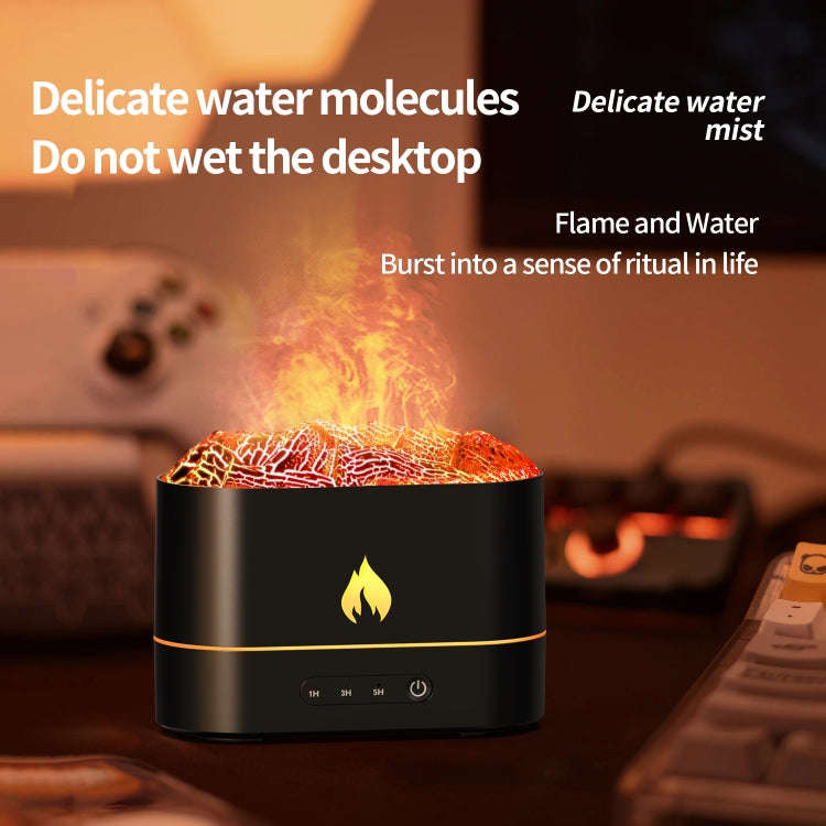 HX853B USB Plug-In Colorful Flame Lighting Effect Aromatherapy Humidifier(Black)
