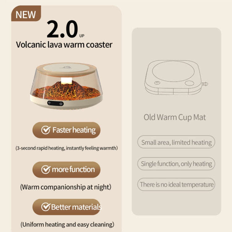 Simulation Volcano Heating Cup Mat 50-80 degrees Celsius Temperature Adjust with Atmosphere Light...