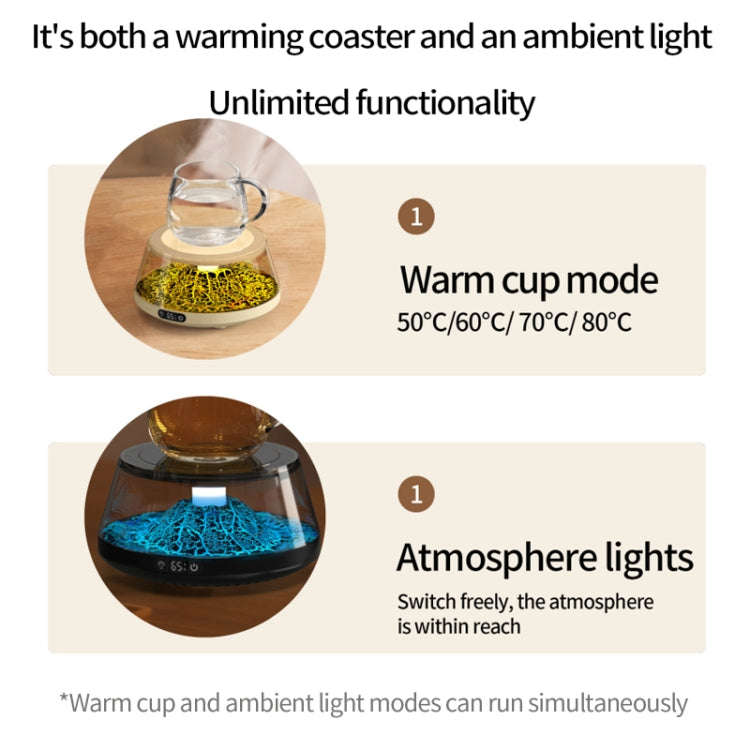 Simulation Volcano Heating Cup Mat 50-80 degrees Celsius Temperature Adjust with Atmosphere Light...