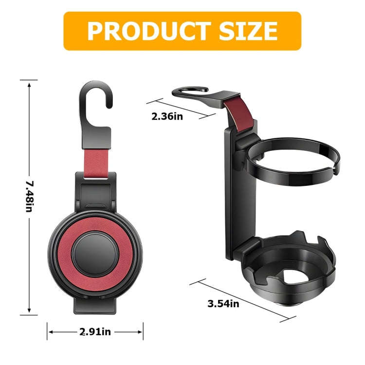 3 In 1 Car Seat Back Hanger for Cup and Phone Vehicle Seat Headrest Hooks(Red)