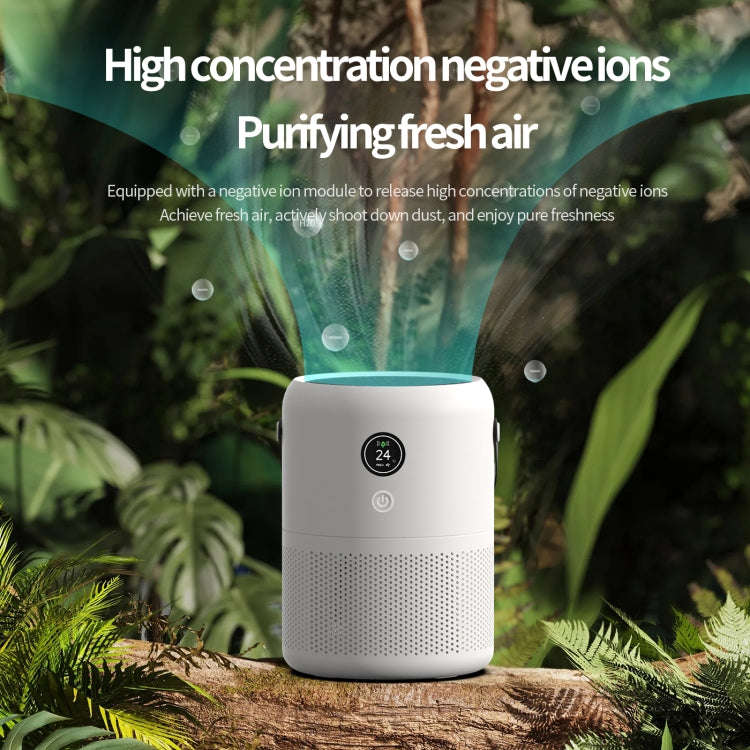 HX830 Smart Digital Display UV Ultraviolet Sterilization Desktop Negative Ion Air Purifier(White)