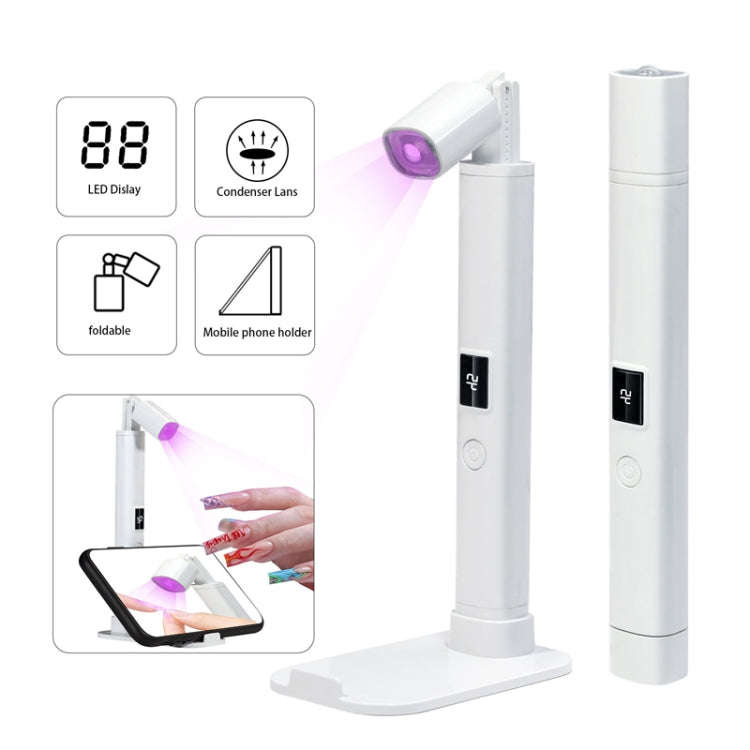 UV LED Nail Lamp Portable Retractable Nail Drying Light Mini Handheld Nail Dryer Lamp With Bracke...
