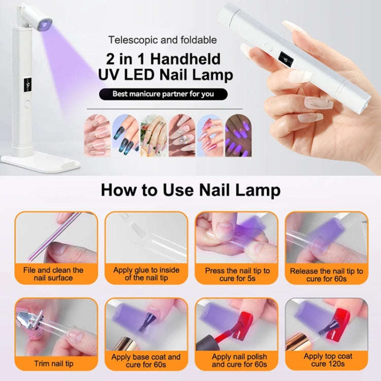 UV LED Nail Lamp Portable Retractable Nail Drying Light Mini Handheld Nail Dryer Lamp With Bracke...