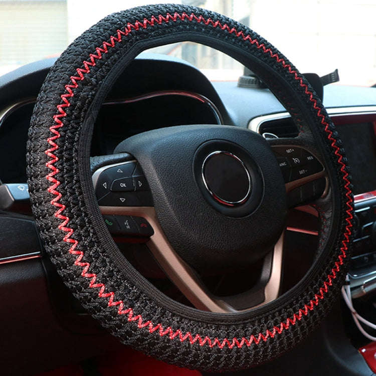Universal Car Steering Wheel Ice Silk Non-slip Breathable Protective Cover(Red Black)