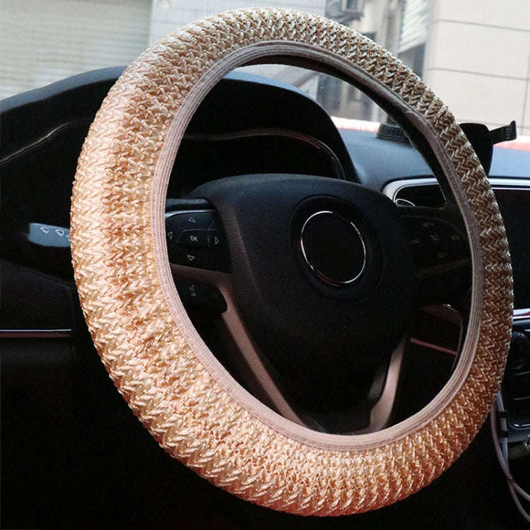 Universal Car Steering Wheel Ice Silk Non-slip Breathable Protective Cover(Beige Coffee)