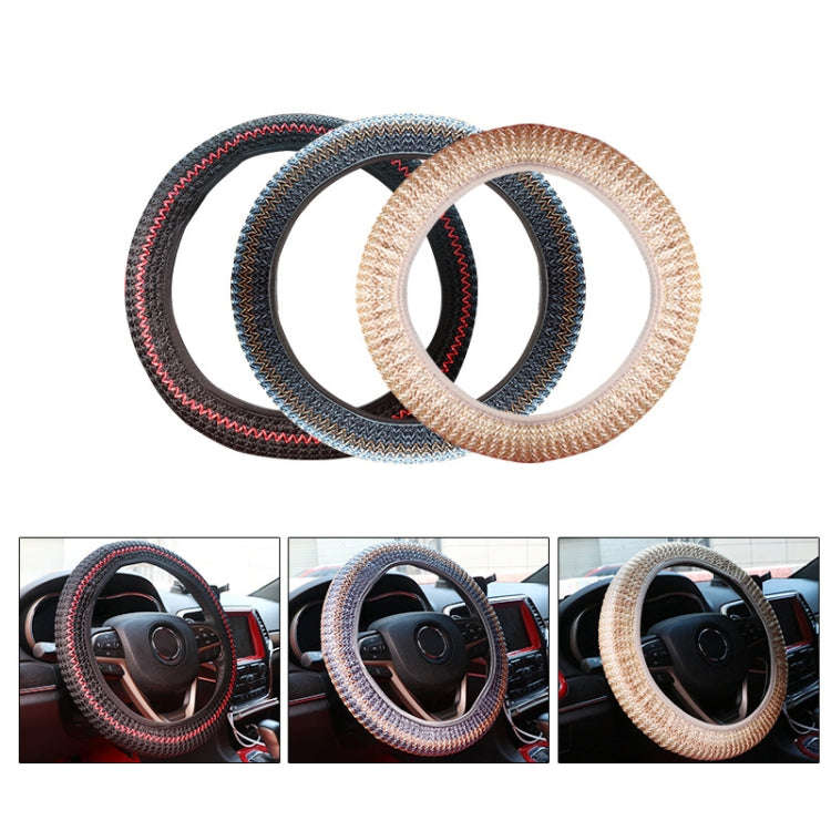 Universal Car Steering Wheel Ice Silk Non-slip Breathable Protective Cover(Gray Coffee)