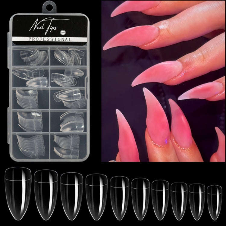 100pcs /Box Stiletto Nail Tips Halloween Style Stiletto False Eagle Claw Art Nails(Transparent)