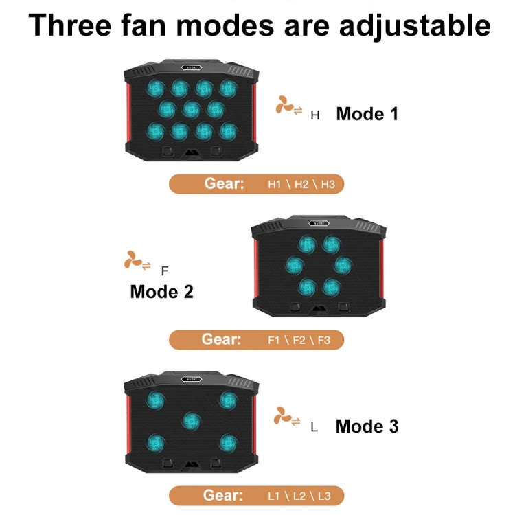 NUOXI X100 11-Fans LED Screen Adjustable Laptop Radiator Cooling Rack