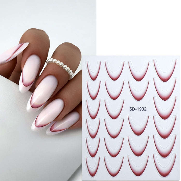 SD-1932 Line Nail Art Stickers Self-Adhesive Gradient Color French Manicure Stickers DIY Nail Tip...