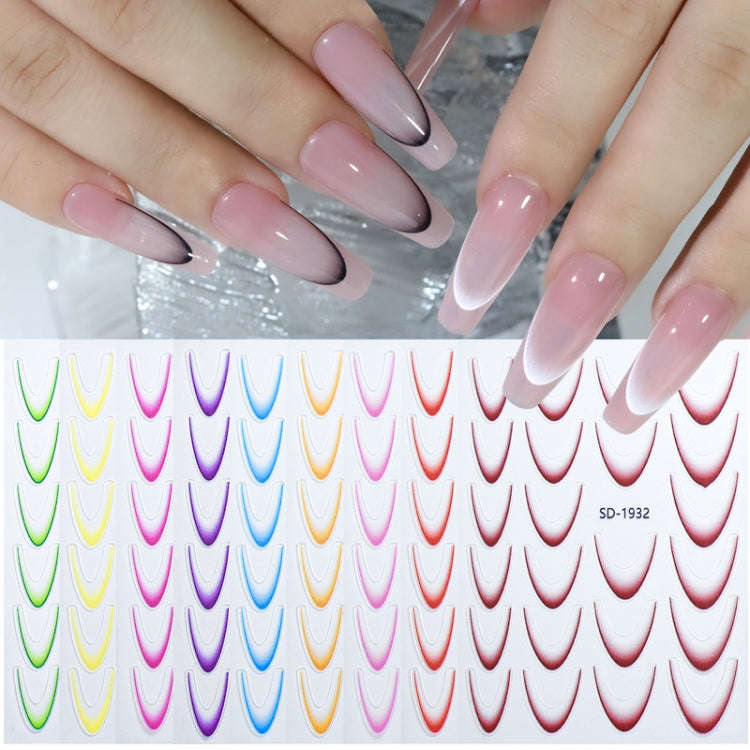 SD-1932 Line Nail Art Stickers Self-Adhesive Gradient Color French Manicure Stickers DIY Nail Tip...