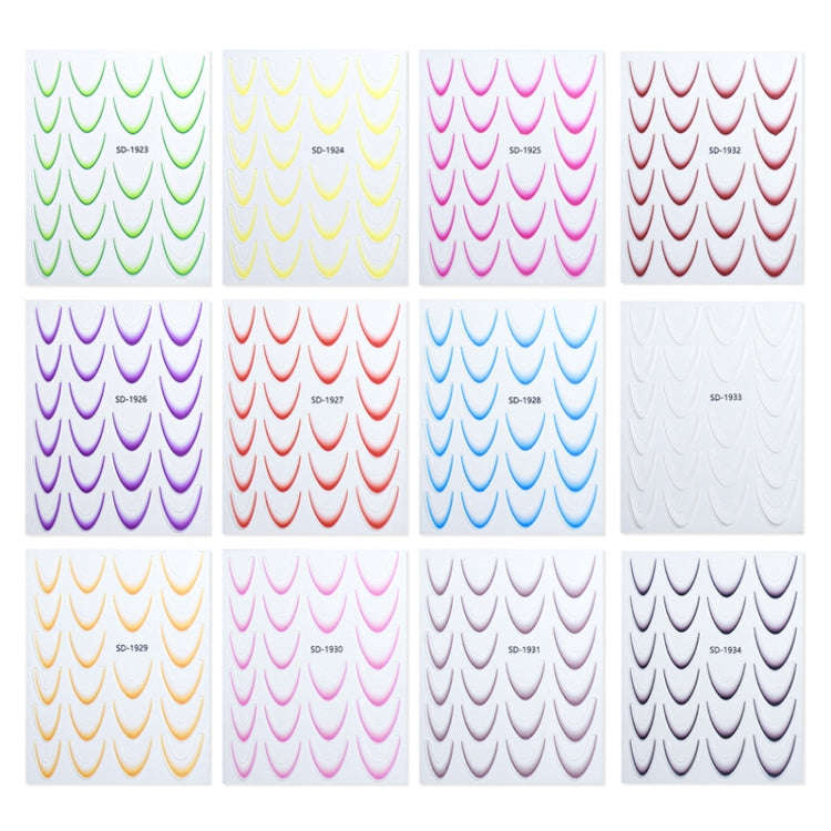 SD-1932 Line Nail Art Stickers Self-Adhesive Gradient Color French Manicure Stickers DIY Nail Tip...