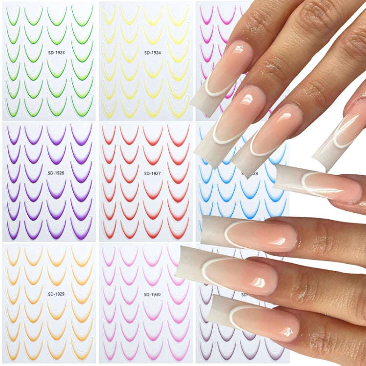 SD-1932 Line Nail Art Stickers Self-Adhesive Gradient Color French Manicure Stickers DIY Nail Tip...