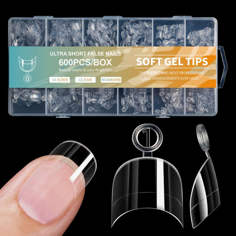 600pcs /Box Ultra Short False Nail Tips Extension Clear No Scratch Traceless Frosted Manicure Sal...