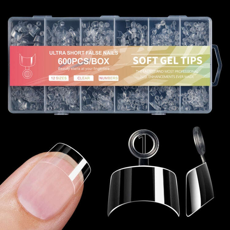 600pcs /Box Ultra Short False Nail Tips Extension Clear No Scratch Traceless Frosted Manicure Sal...