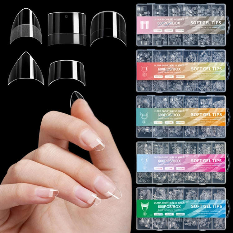 600pcs /Box Ultra Short False Nail Tips Extension Clear No Scratch Traceless Frosted Manicure Sal...