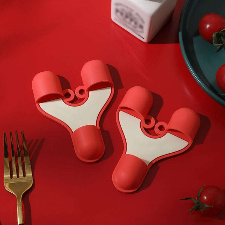 2pcs /Pack Silicone 3-Finger Anti-Scalding Clip Heat Resistant Gloves Bowl Dish Lifter(Red)