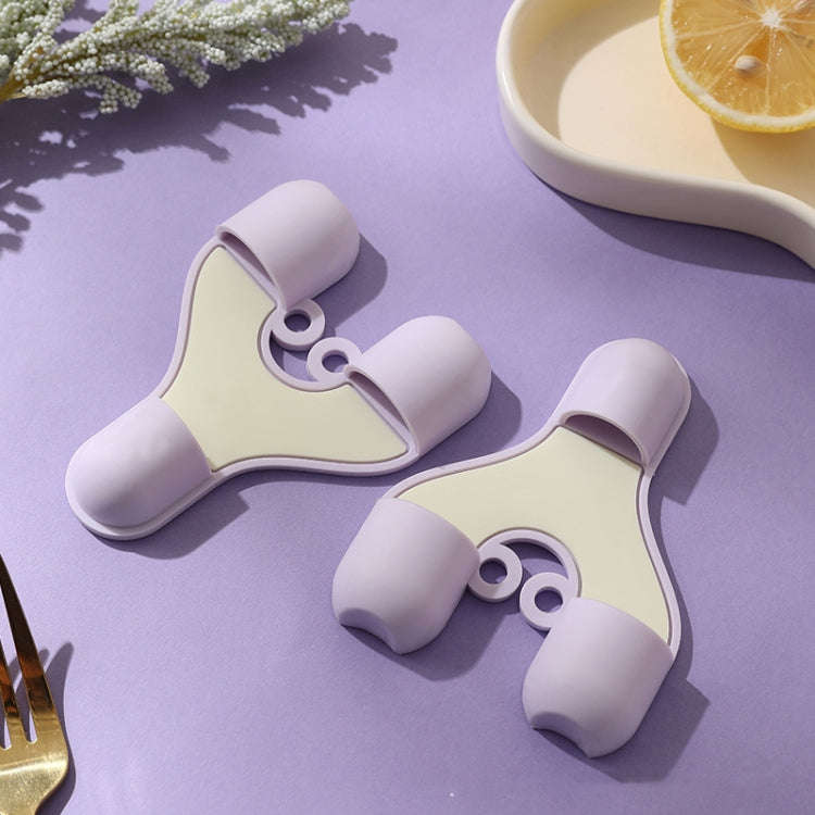 2pcs /Pack Silicone 3-Finger Anti-Scalding Clip Heat Resistant Gloves Bowl Dish Lifter(Purple)