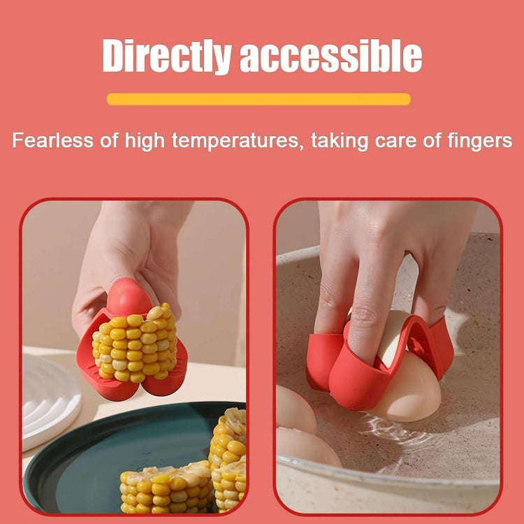 2pcs /Pack Silicone 3-Finger Anti-Scalding Clip Heat Resistant Gloves Bowl Dish Lifter(Purple)