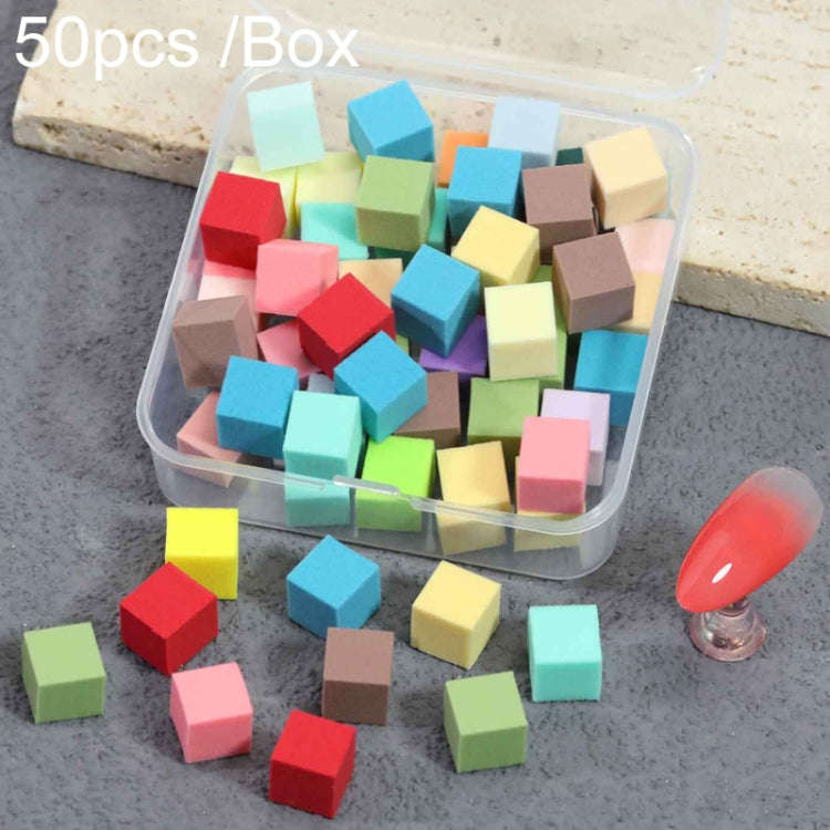 50pcs /Box 1cm Mini Nail Art Sponges Gradient Aura Effect Designs Manicure Brush Tool(Mixed Colors)