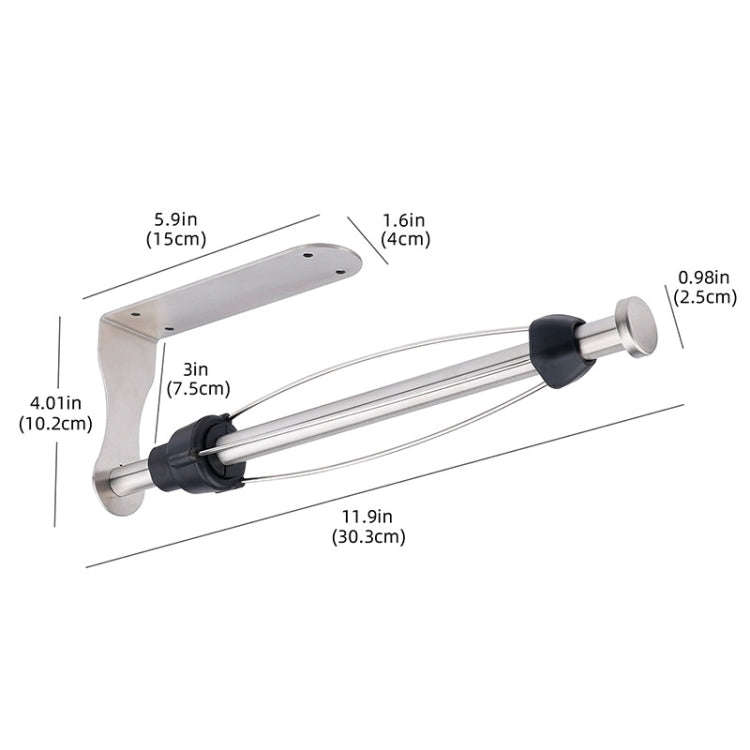 Kitchen Stainless Steel Paper Towel Holder With Damping Cabinet No Punch Roll Paper Cling Film Ho...