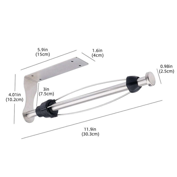 Kitchen Stainless Steel Paper Towel Holder With Damping Cabinet No Punch Roll Paper Cling Film Ho...