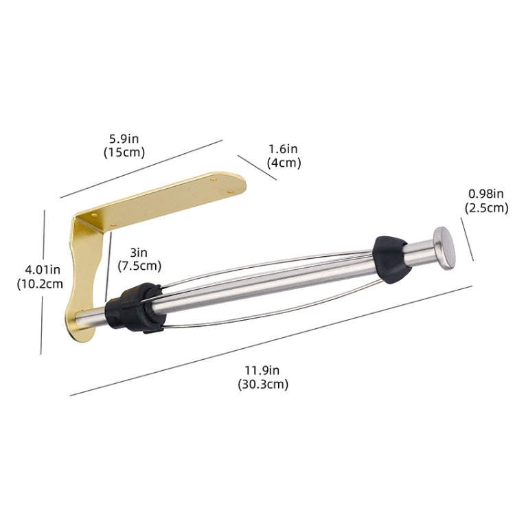 Kitchen Stainless Steel Paper Towel Holder With Damping Cabinet No Punch Roll Paper Cling Film Ho...