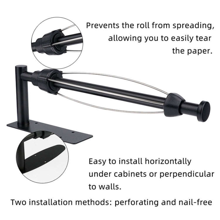 Kitchen Stainless Steel Paper Towel Holder With Damping Cabinet No Punch Roll Paper Cling Film Ho...