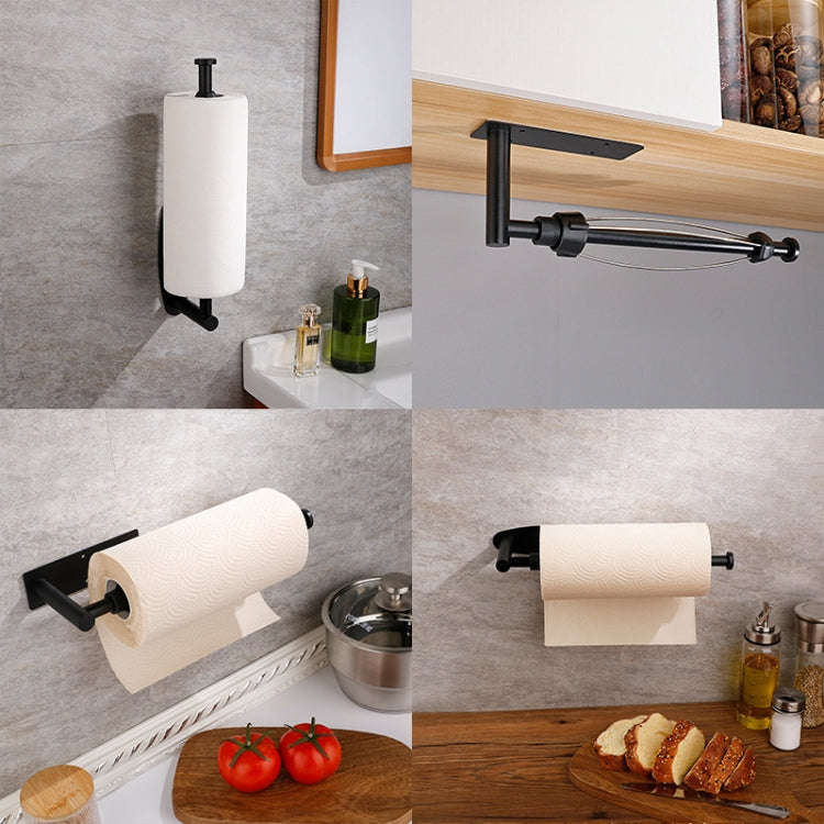 Kitchen Stainless Steel Paper Towel Holder With Damping Cabinet No Punch Roll Paper Cling Film Ho...