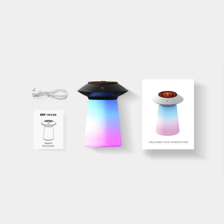 HX126 Sound Pickup RGB Light Volcano Humidifier Simulated Flame Aromatherapy Machine, Color: Black