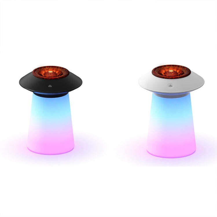 HX126 Sound Pickup RGB Light Volcano Humidifier Simulated Flame Aromatherapy Machine, Color: White