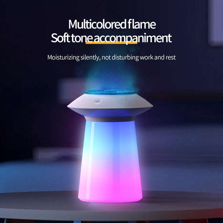 HX126 Sound Pickup RGB Light Volcano Humidifier Simulated Flame Aromatherapy Machine, Color: White