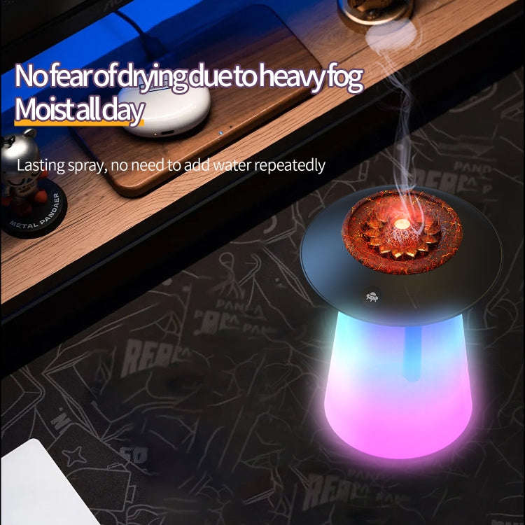 HX126 Sound Pickup RGB Light Volcano Humidifier Simulated Flame Aromatherapy Machine, Color: White
