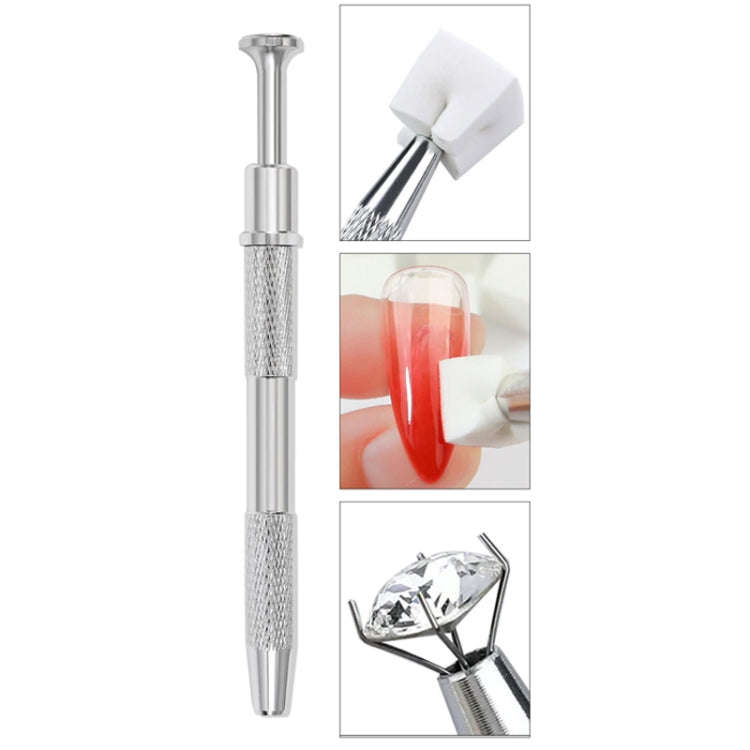 Nail Sponge Gripper Non-slip Manicure Tool Pat Gel Sponge Grabbing Pen(Silver)