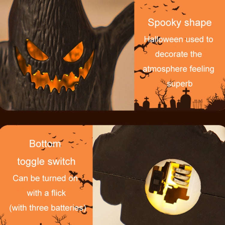 Halloween Ghost Face Tree Stump Lantern LED Candle Lights Decoration Holiday Ambience Ornament
