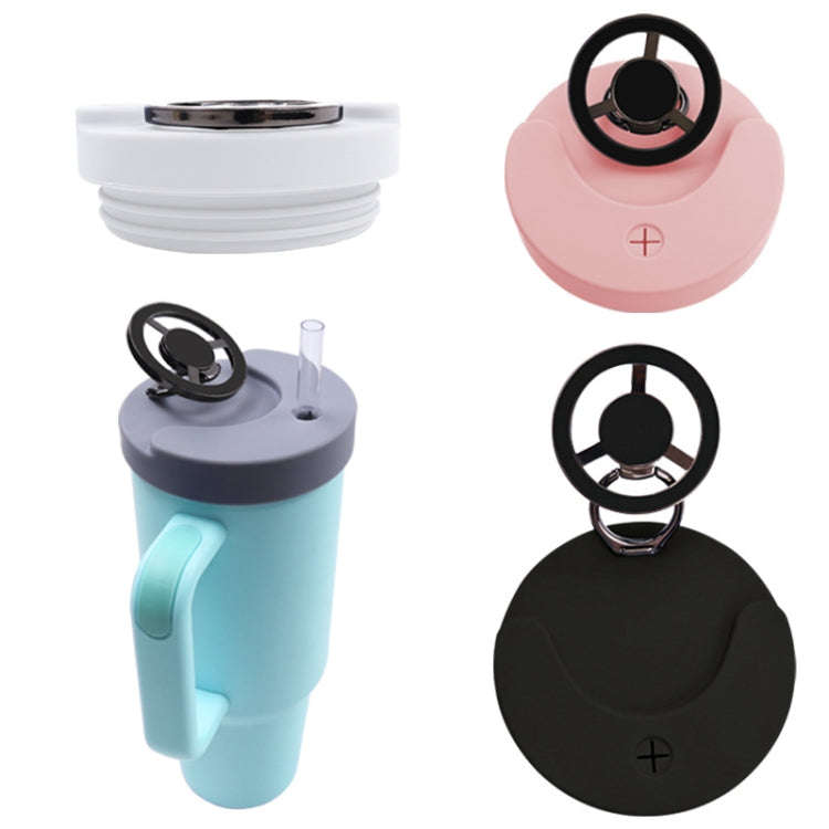 For Stanley 40oz Tumbler Cup Leak-proof Silicone Lid with Magnetic Phone Holder(Gray)